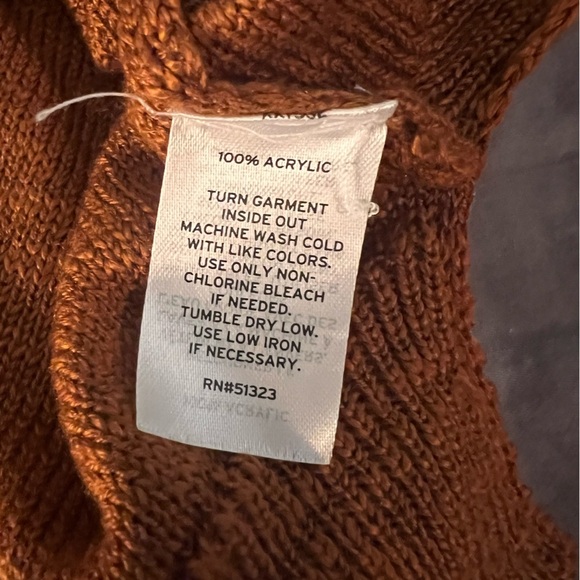 NWOT VINCE CAMUTO Linen-style drop shoulder crewneck sweater burnt orange SZ L - Picture 5 of 6